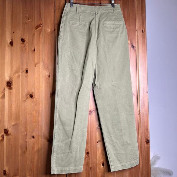 Toast Green Trouser Pants Women’s 8 Utility Canvas Minimalist Chic Career Work - Picture 7 of 8
